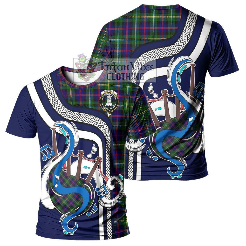 Malcolm Tartan T-Shirt with Epic Bagpipe Style - Tartanvibesclothing Shop