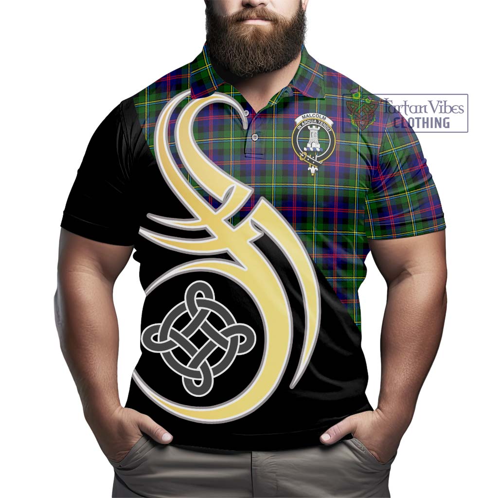 Tartan Vibes Clothing Malcolm Tartan Polo Shirt with Family Crest and Celtic Symbol Style