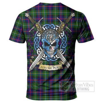 Malcolm Tartan T-Shirt with Family Crest Celtic Skull Style