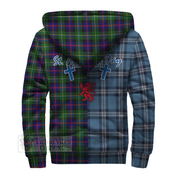 Malcolm Tartan Sherpa Hoodie Happy St. Andrew's Day Half Tartan Style