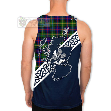 Malcolm Tartan Men's Tank Top Featuring Thistle and Scotland Map - Tartan Vibes Clothing