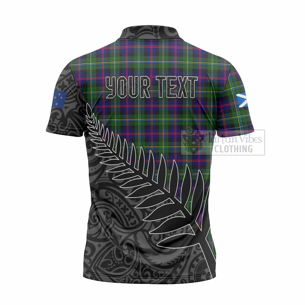 Tartan Vibes Clothing Malcolm Crest Tartan Zipper Polo Shirt with New Zealand Silver Fern Half Style