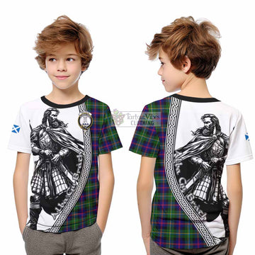 Malcolm Tartan Clan Crest Kid T-Shirt with Highlander Warrior Celtic Style - Tartan Vibes Clothing