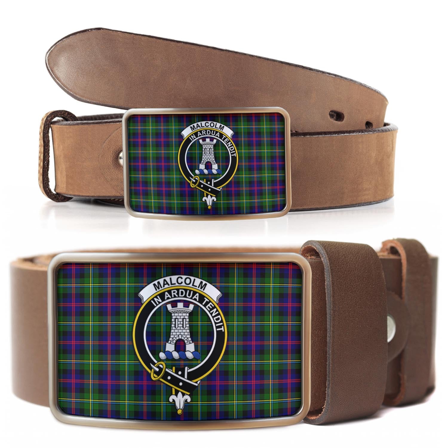 Malcolm Tartan Belt Buckles with Family Crest - Tartan Vibes Clothing