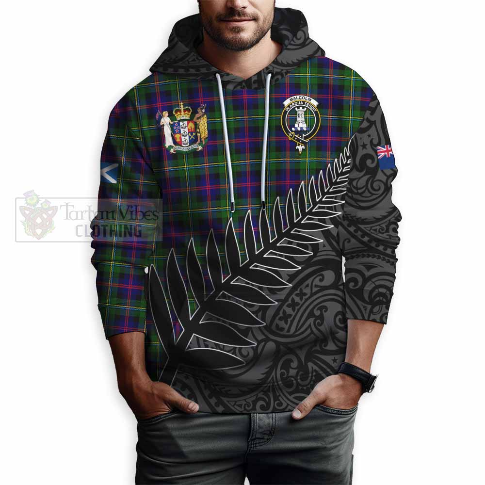 Tartan Vibes Clothing Malcolm Crest Tartan Hoodie with New Zealand Silver Fern Half Style