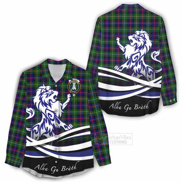 Malcolm Tartan Women's Casual Shirt with Alba Gu Brath Regal Lion Emblem