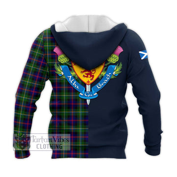 Malcolm Tartan Knitted Hoodie Alba with Scottish Lion Royal Arm Half Style