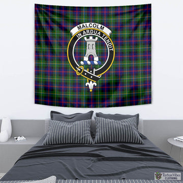 Malcolm Tartan Tapestry Wall Hanging and Home Decor for Room with Family Crest