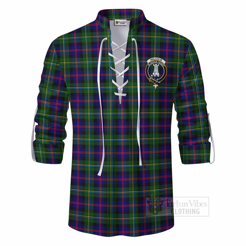 Tartan Vibes Clothing Malcolm Tartan Ghillie Kilt Shirt with Family Crest DNA In Me Style