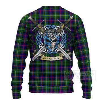 Malcolm Tartan Ugly Sweater with Family Crest Celtic Skull Style