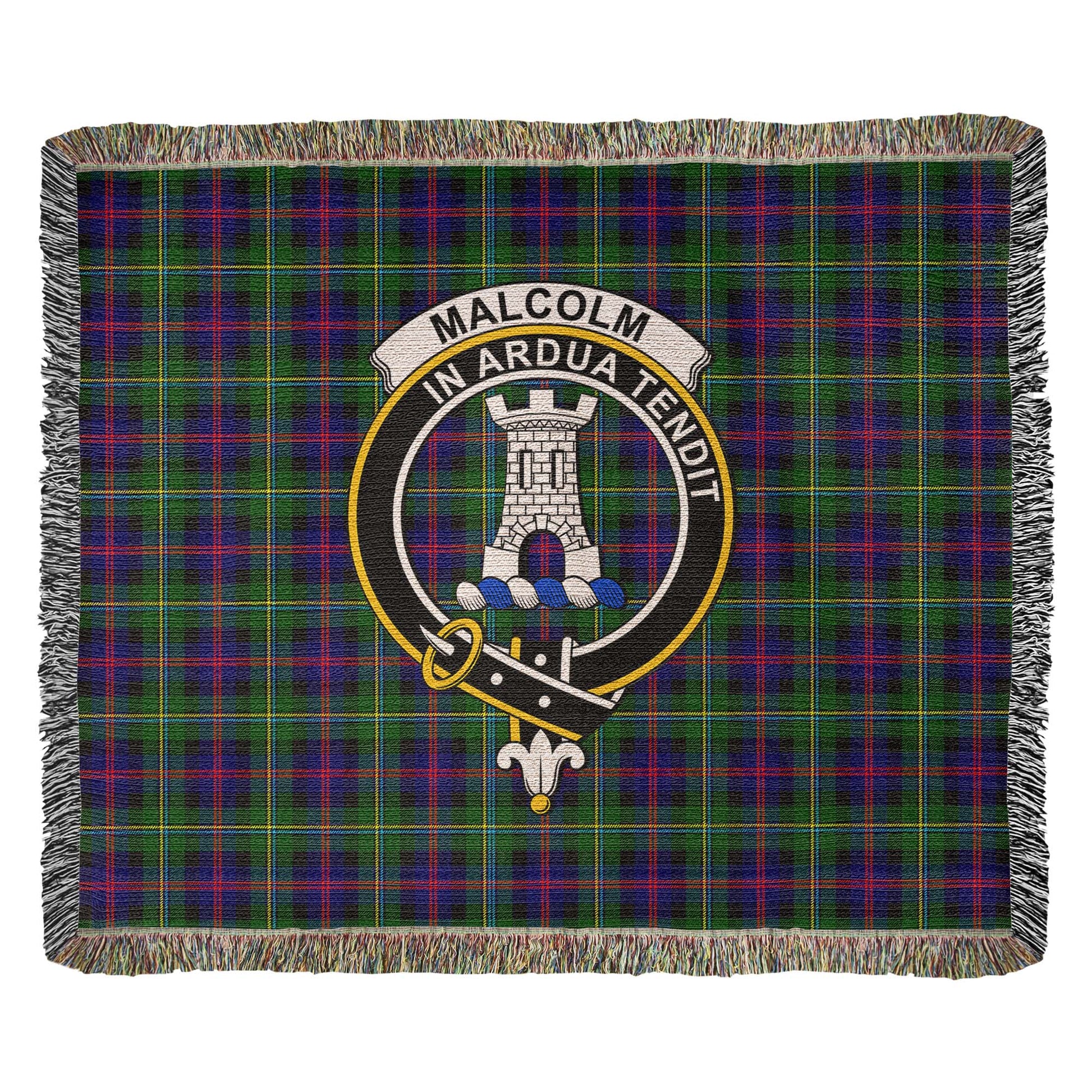 Tartan Vibes Clothing Malcolm Tartan Woven Blanket with Family Crest