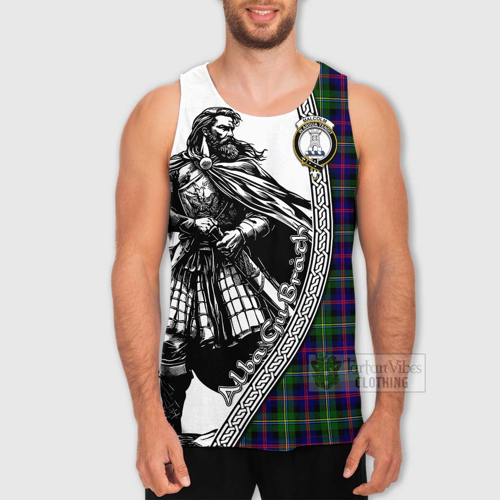 Tartan Vibes Clothing Malcolm Tartan Clan Crest Men's Tank Top with Highlander Warrior Celtic Style