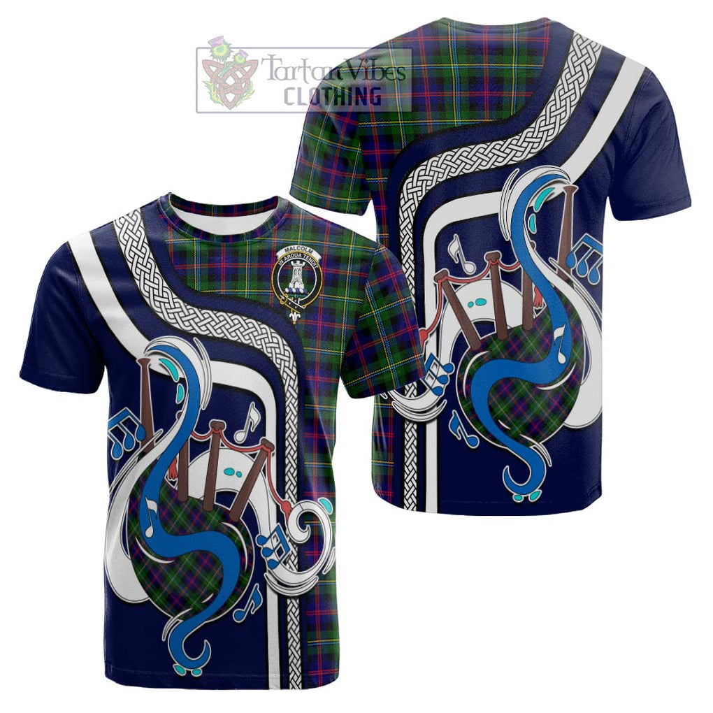 Tartan Vibes Clothing Malcolm Tartan Cotton T-shirt with Epic Bagpipe Style