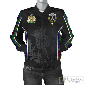 Malcolm Tartan Bomber Jacket with Family Crest and Scottish Thistle Vibes Sport Style