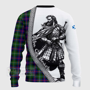 Malcolm Tartan Clan Crest Knitted Sweater with Highlander Warrior Celtic Style