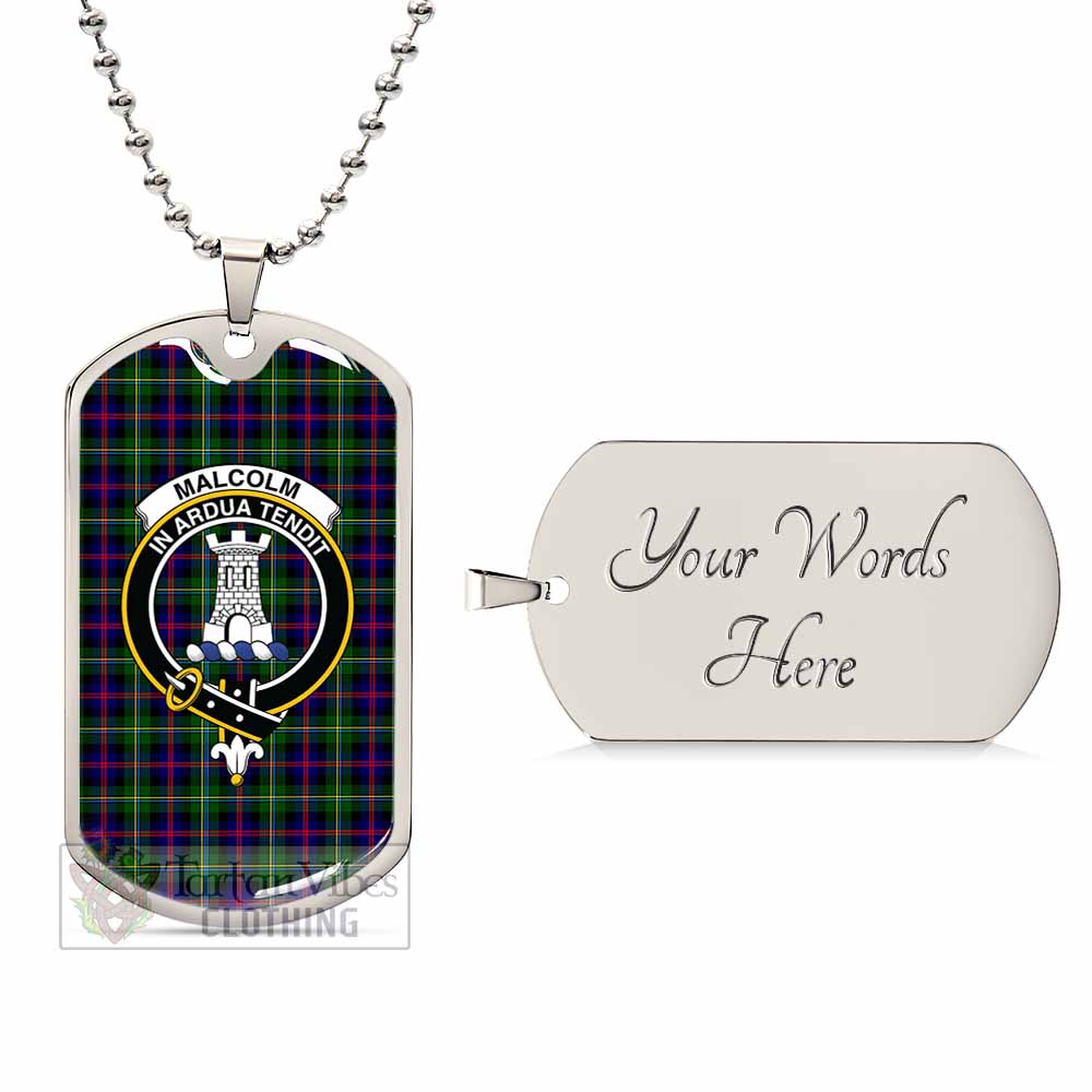 Tartan Vibes Clothing Malcolm Tartan Dog Tag Necklace with Family Crest