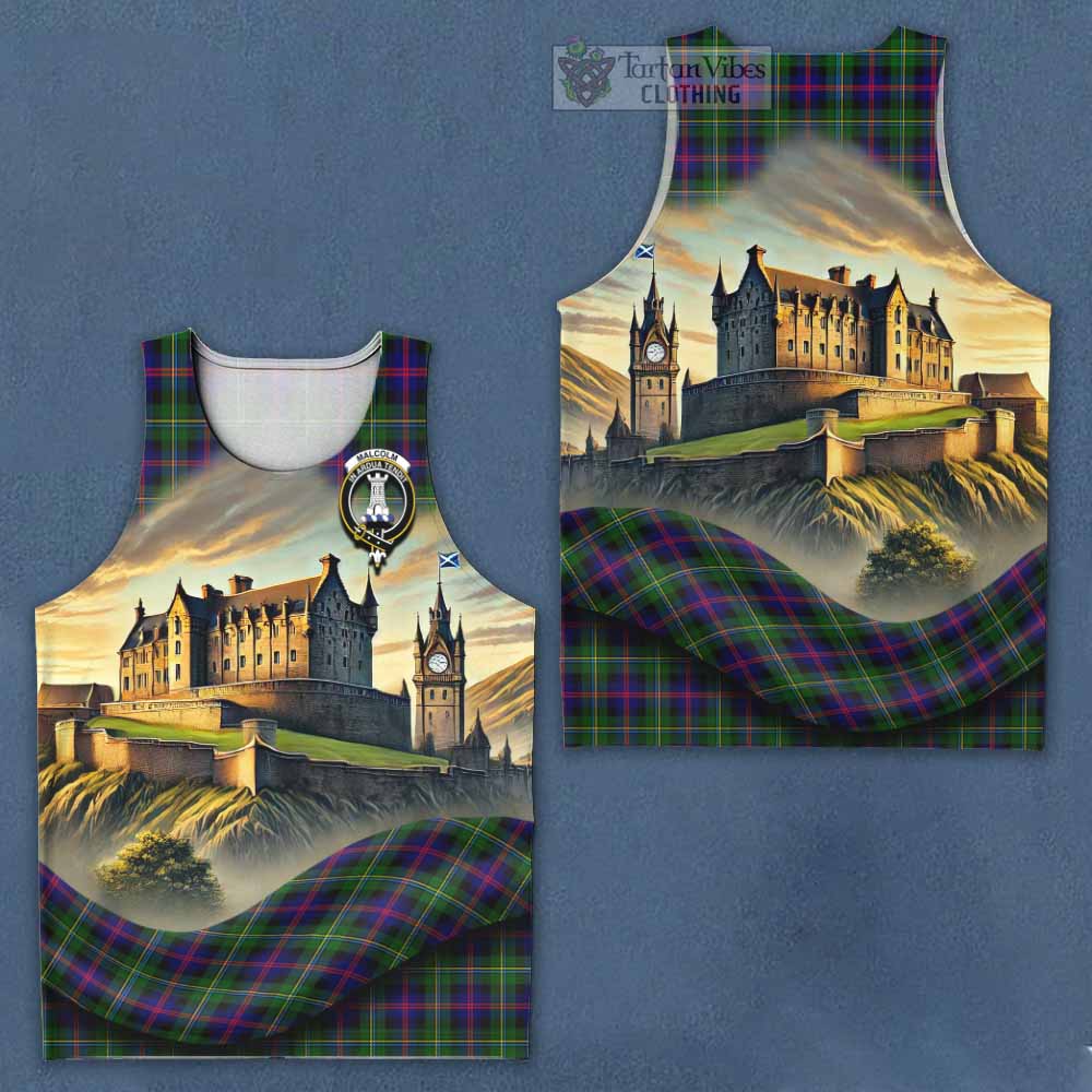 Malcolm Tartan Family Crest Men's Tank Top with Scottish Ancient Castle Style - Tartan Vibes Clothing