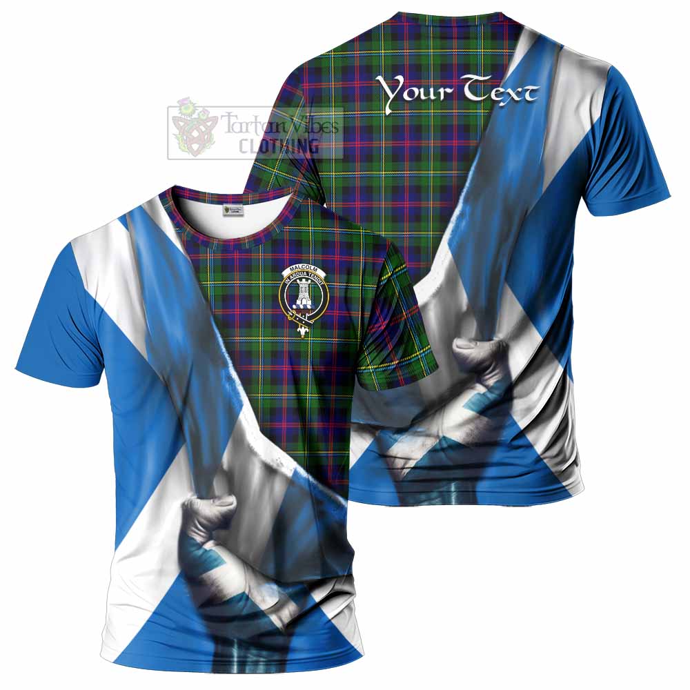 Tartan Vibes Clothing Malcolm Tartan T-Shirt with Family Crest Scotland Patriotic Style