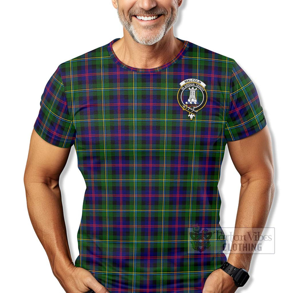 Tartan Vibes Clothing Malcolm Tartan T-Shirt with Family Crest Celtic Skull Style