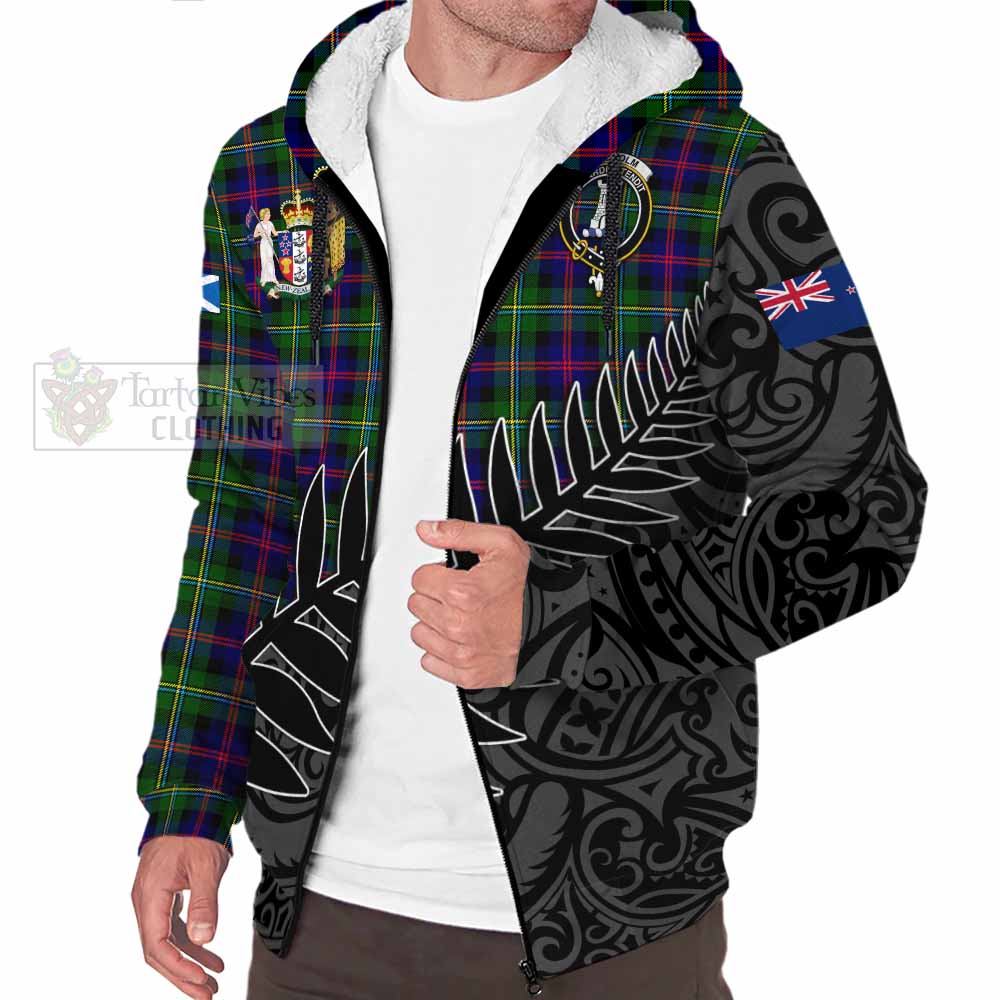 Tartan Vibes Clothing Malcolm Crest Tartan Sherpa Hoodie with New Zealand Silver Fern Half Style