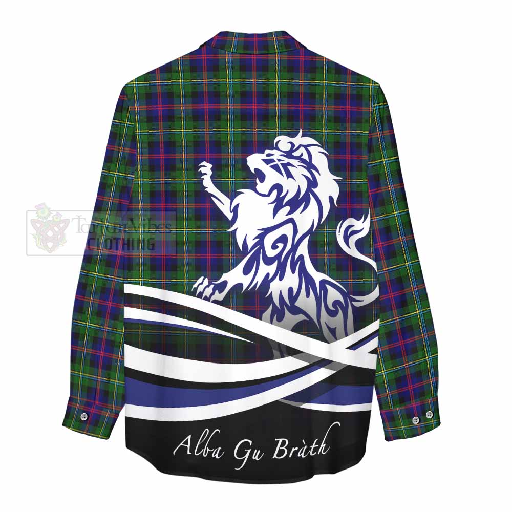 Tartan Vibes Clothing Malcolm Tartan Women's Casual Shirt with Alba Gu Brath Regal Lion Emblem