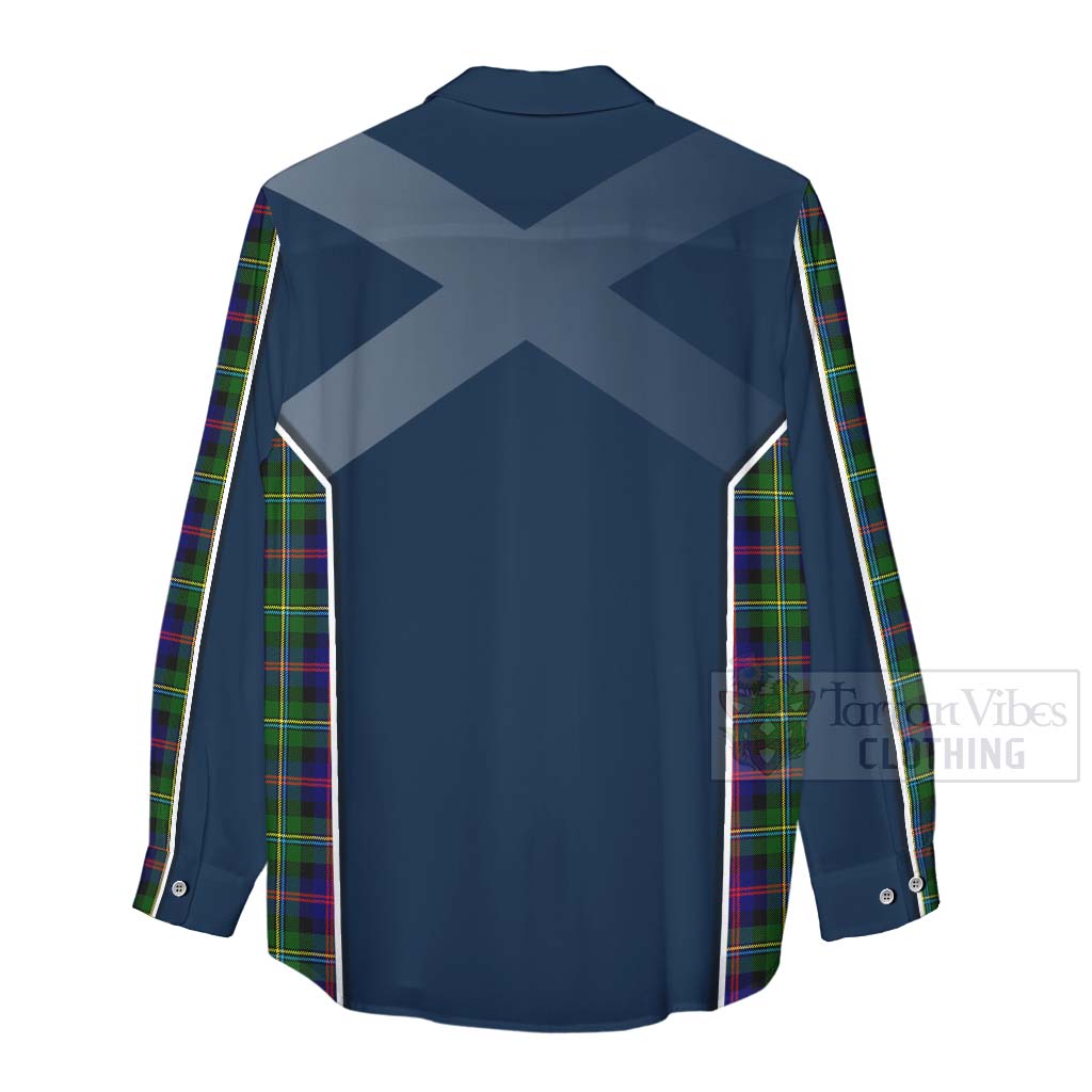 Tartan Vibes Clothing Malcolm Tartan Women's Casual Shirt with Family Crest and Scottish Thistle Vibes Sport Style