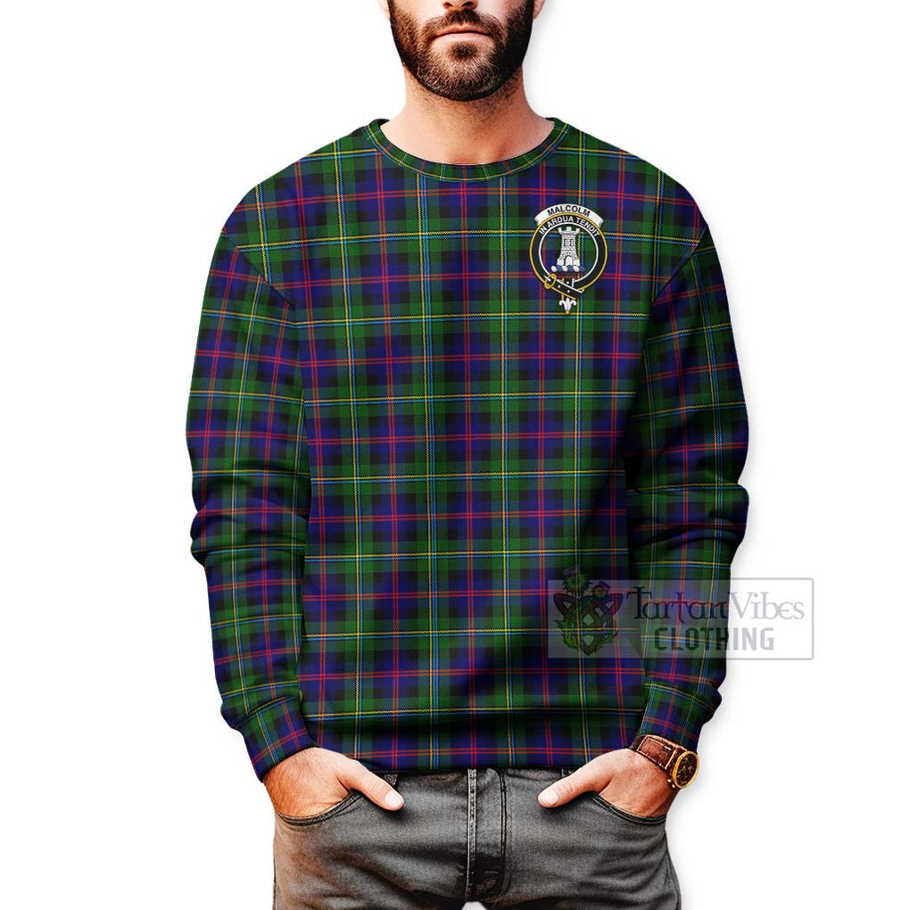 Tartan Vibes Clothing Malcolm Tartan Sweatshirt with Family Crest and Bearded Skull Holding Bottles of Whiskey