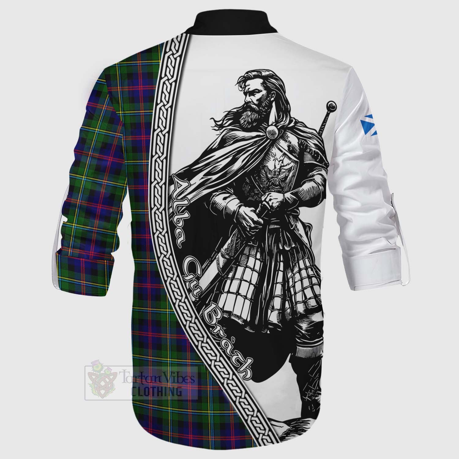 Tartan Vibes Clothing Malcolm Tartan Clan Crest Ghillie Kilt Shirt with Highlander Warrior Celtic Style