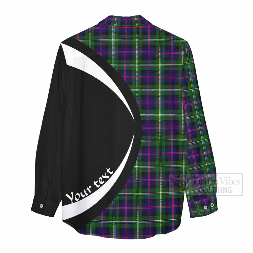 Tartan Vibes Clothing Malcolm Tartan Women's Casual Shirt with Family Crest Circle Style