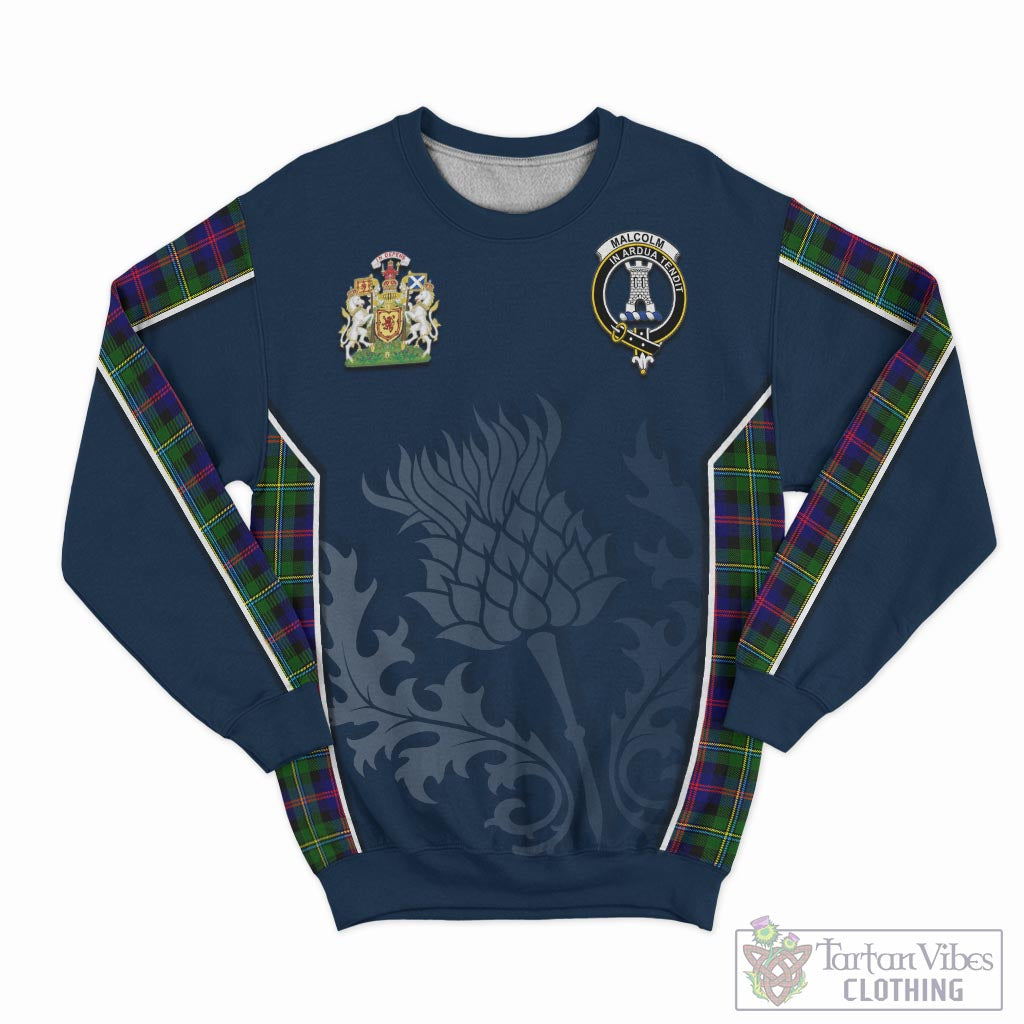 Tartan Vibes Clothing Malcolm Tartan Sweatshirt with Family Crest and Scottish Thistle Vibes Sport Style