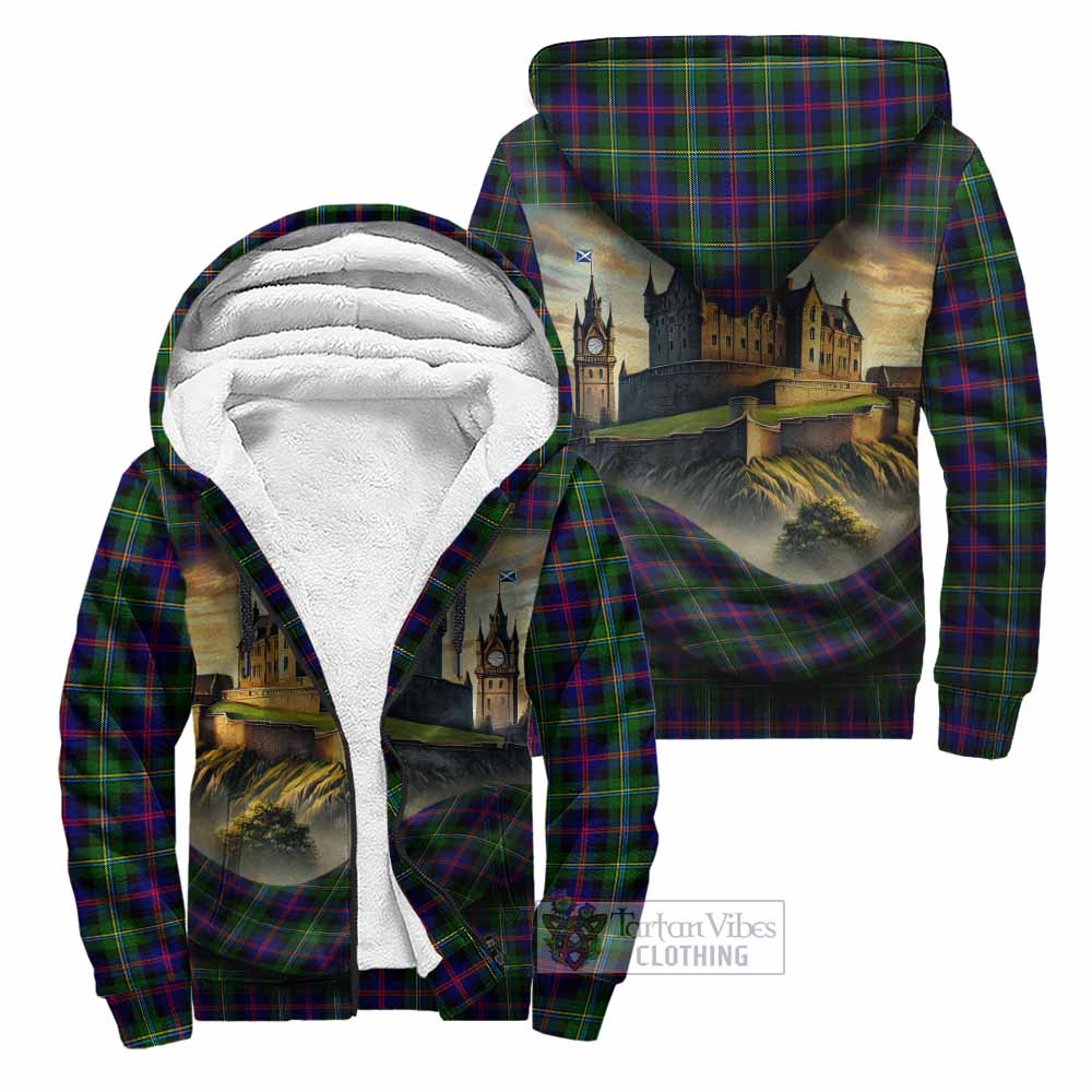 Malcolm Tartan Family Crest Sherpa Hoodie with Scottish Ancient Castle Style Unisex - Tartan Vibes Clothing