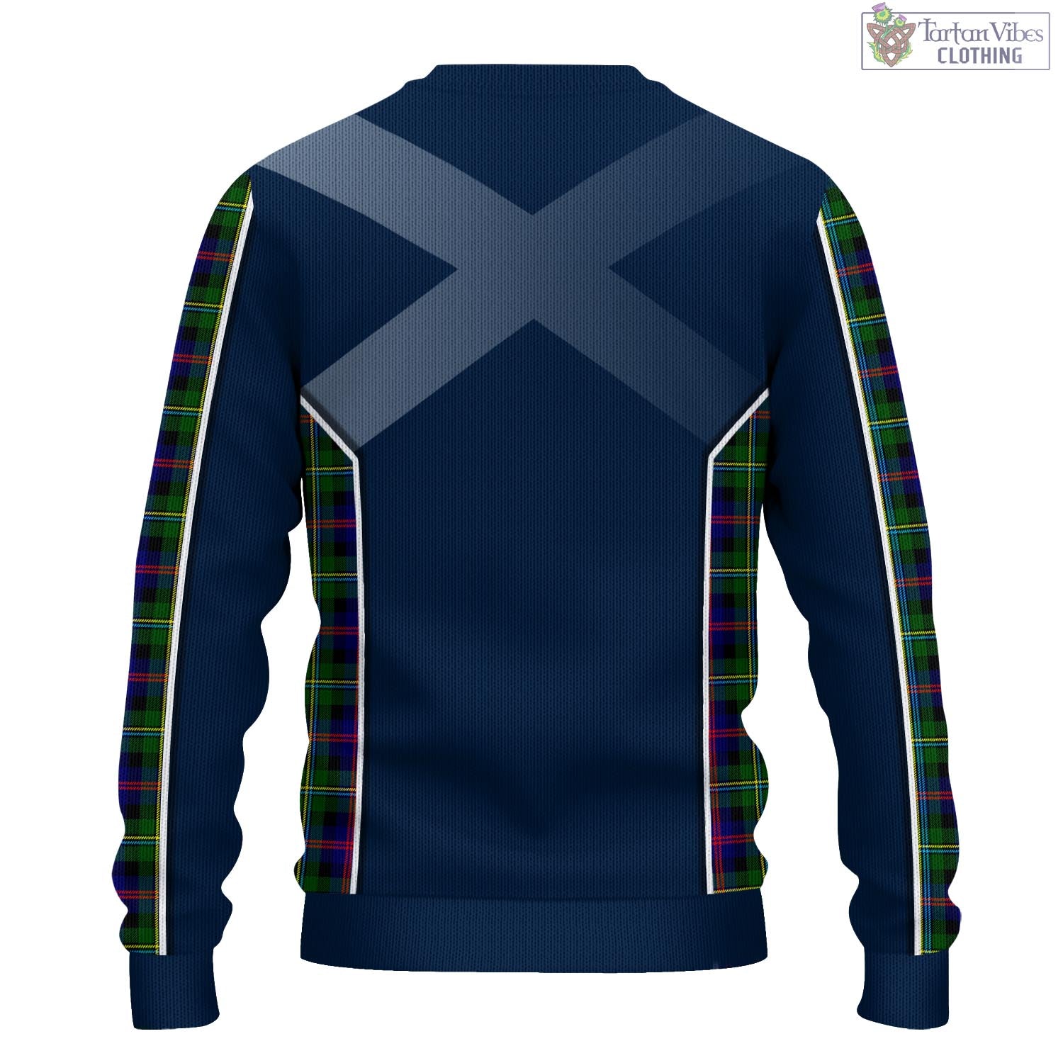 Tartan Vibes Clothing Malcolm Tartan Knitted Sweatshirt with Family Crest and Scottish Thistle Vibes Sport Style