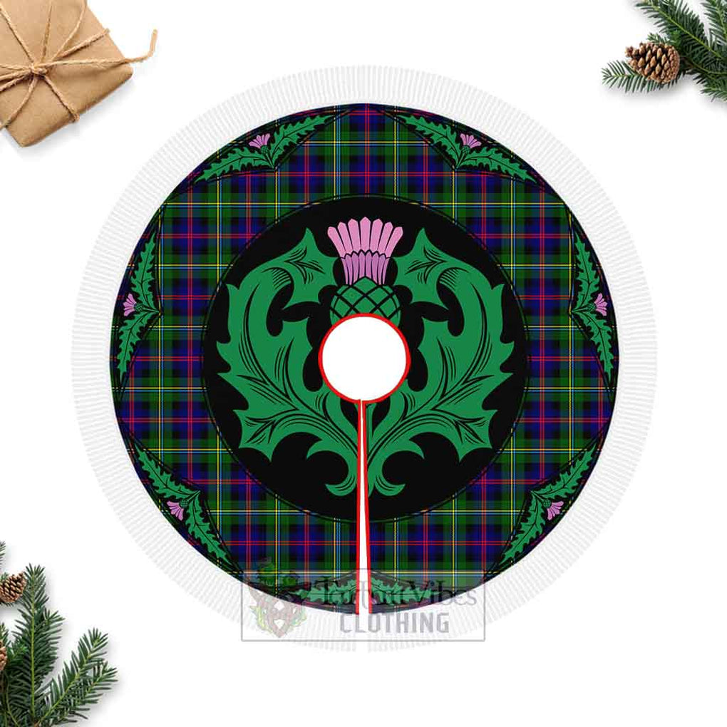 Tartan Vibes Clothing Malcolm Tartan Christmas Tree Skirt Scottish Thistle Style