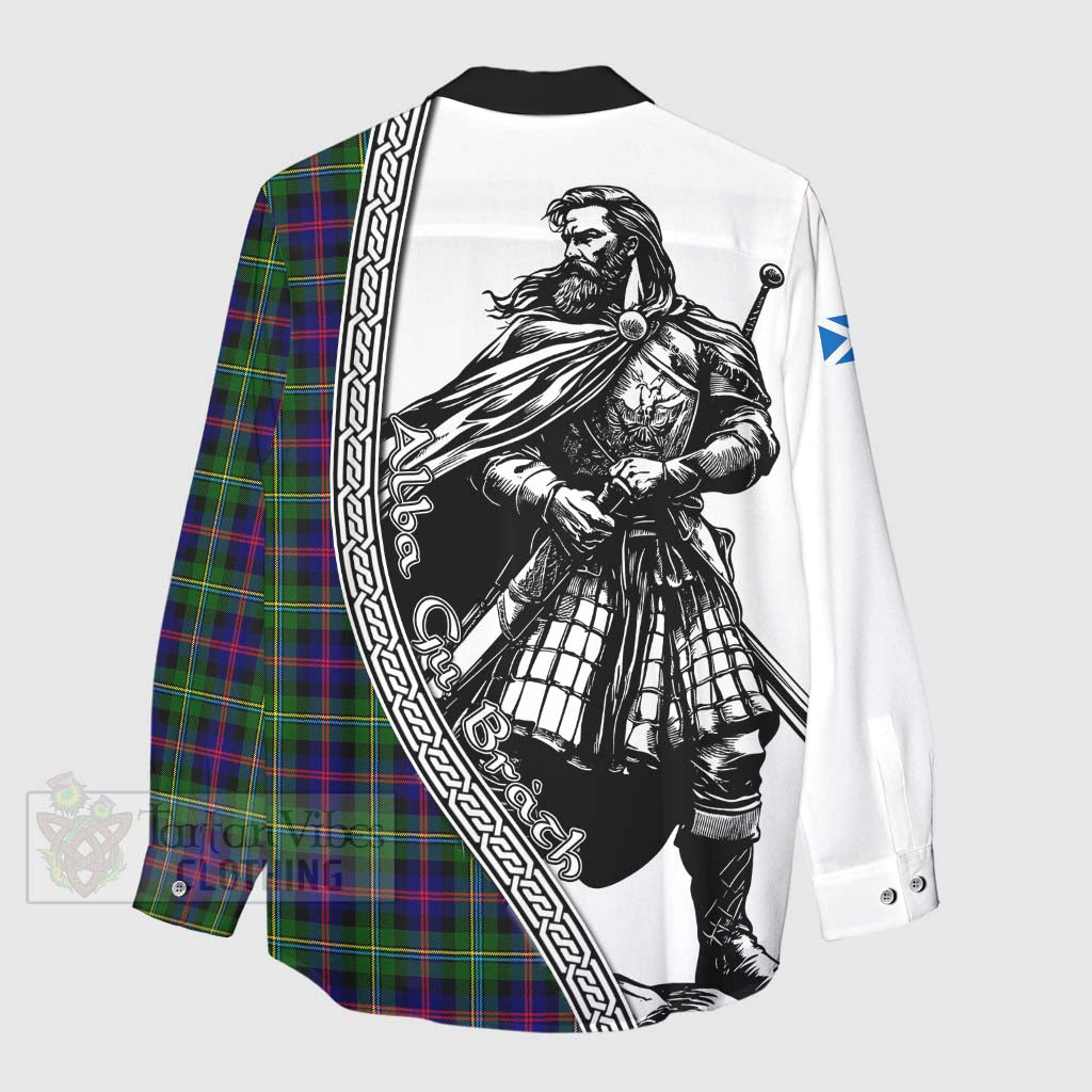 Tartan Vibes Clothing Malcolm Tartan Clan Crest Women's Casual Shirt with Highlander Warrior Celtic Style