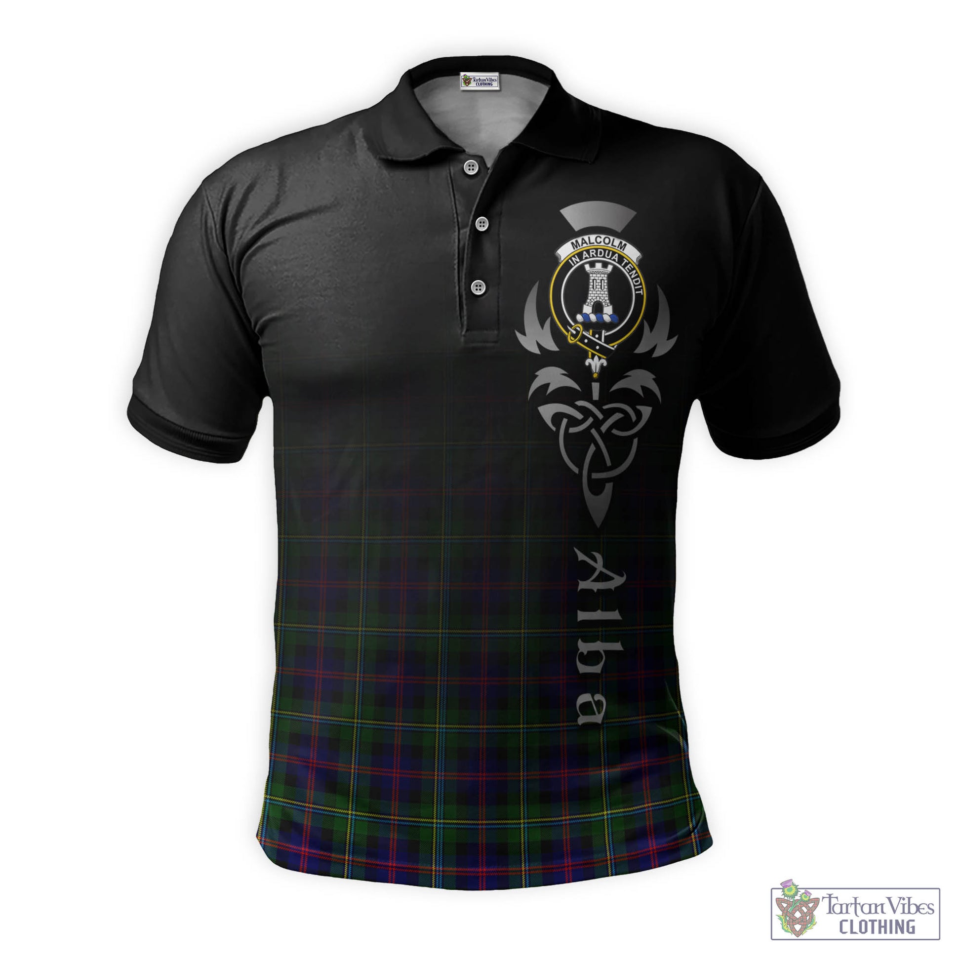 Tartan Vibes Clothing Malcolm Tartan Polo Shirt Featuring Alba Gu Brath Family Crest Celtic Inspired