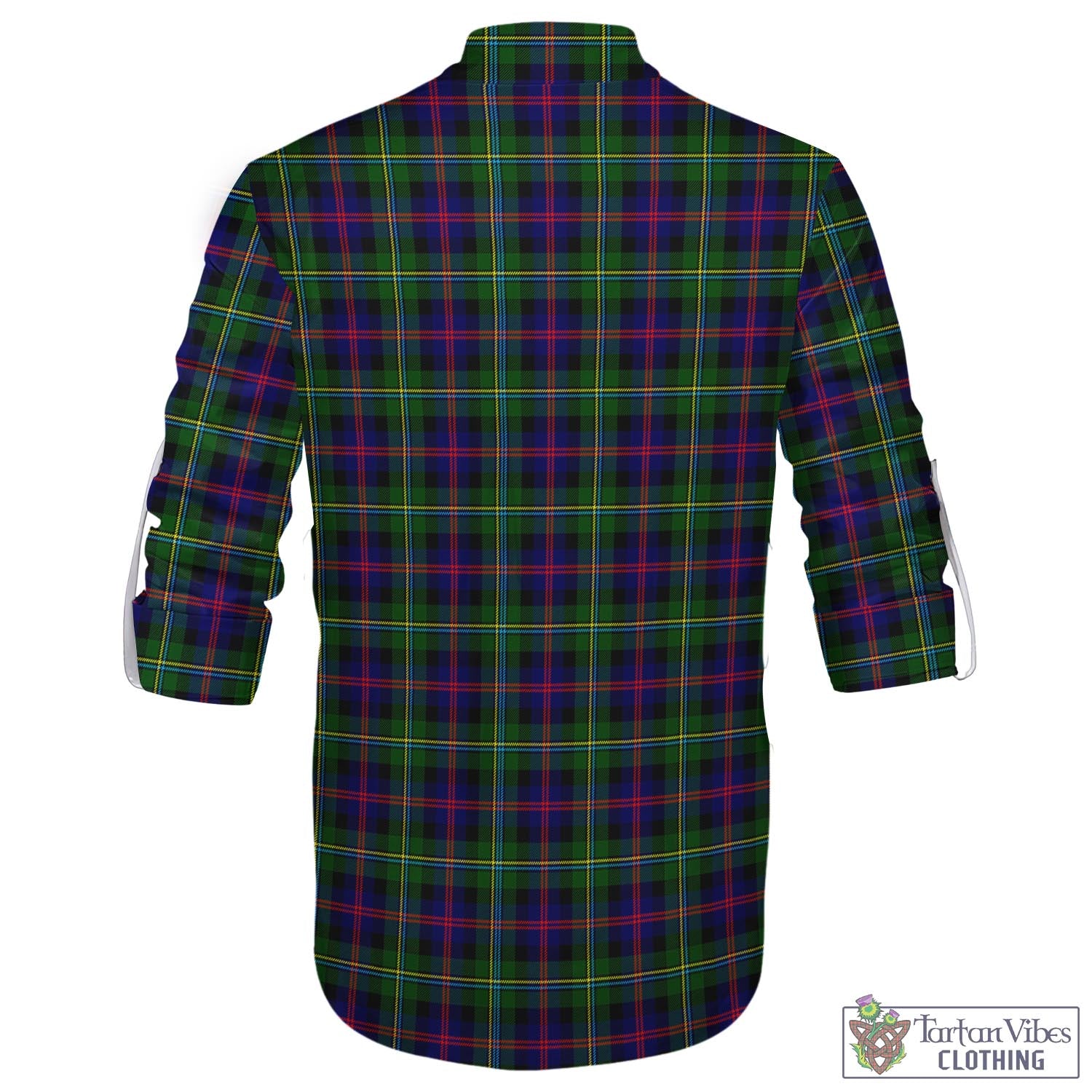 Tartan Vibes Clothing Malcolm Tartan Men's Scottish Traditional Jacobite Ghillie Kilt Shirt with Family Crest