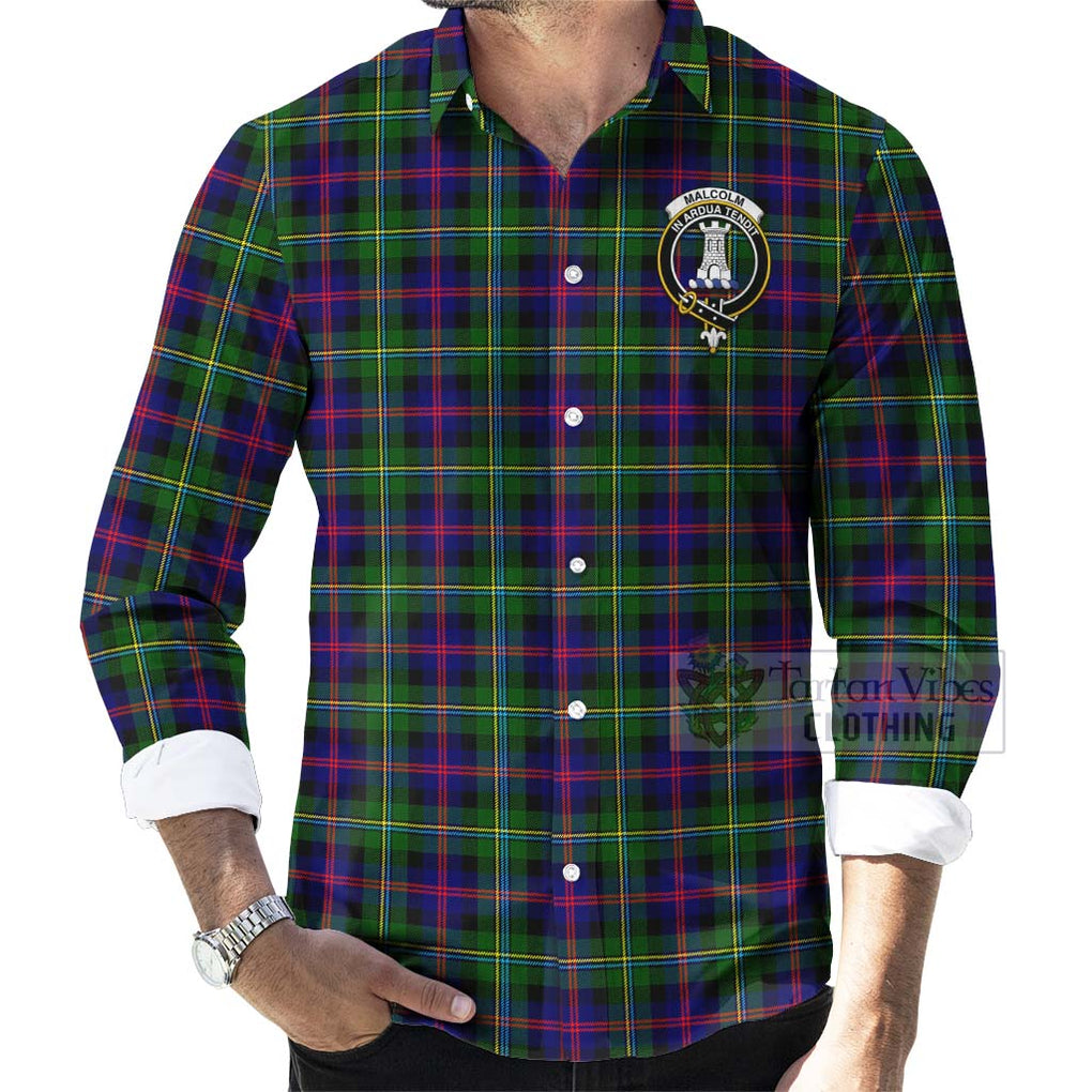 Tartan Vibes Clothing Malcolm Tartan Long Sleeve Button Shirt with Family Crest and Bearded Skull Holding Bottles of Whiskey