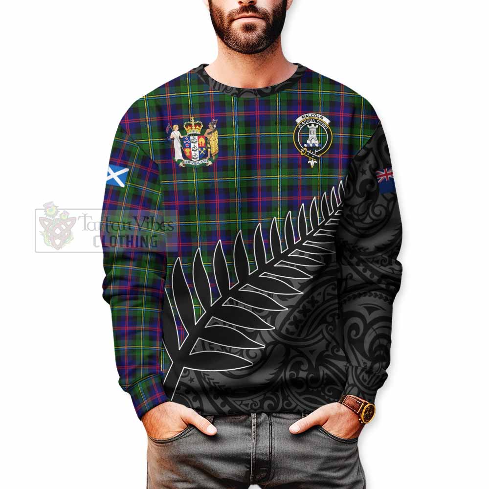 Tartan Vibes Clothing Malcolm Crest Tartan Sweatshirt with New Zealand Silver Fern Half Style