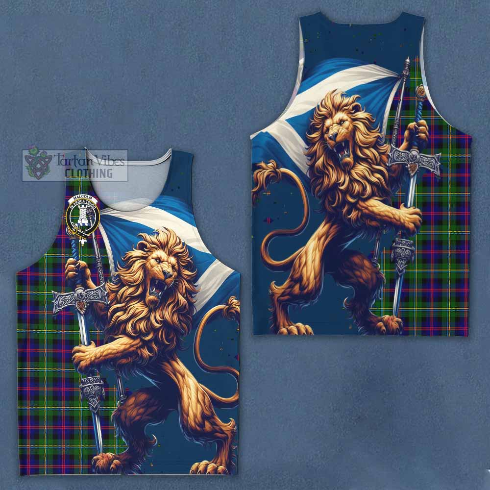 Tartan Vibes Clothing Malcolm Tartan Family Crest Men's Tank Top with Scottish Majestic Lion