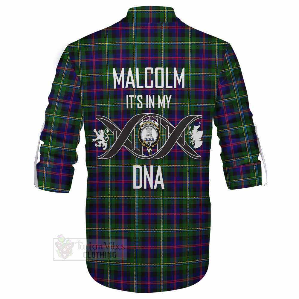 Tartan Vibes Clothing Malcolm Tartan Ghillie Kilt Shirt with Family Crest DNA In Me Style