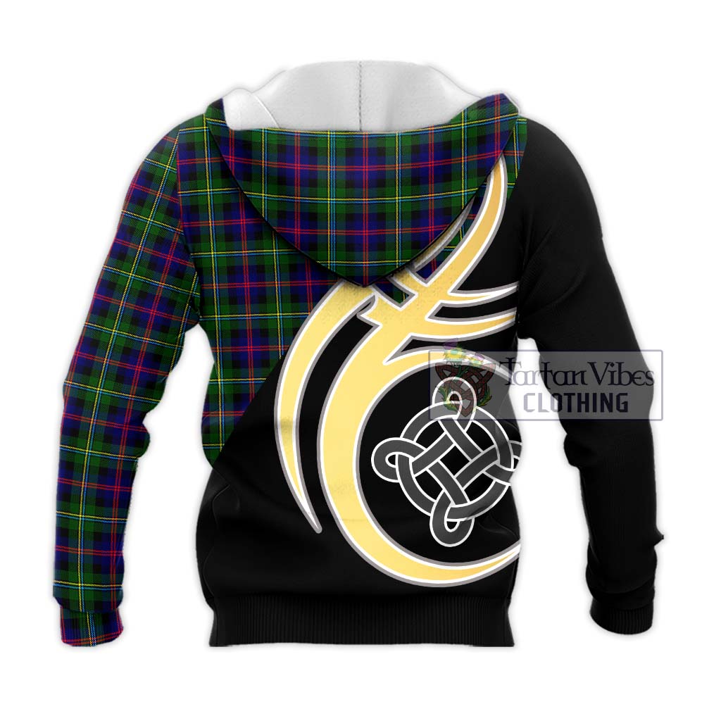 Tartan Vibes Clothing Malcolm Tartan Knitted Hoodie with Family Crest and Celtic Symbol Style