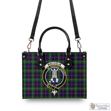 Malcolm Tartan Luxury Leather Handbags with Family Crest - Tartan Vibes Clothing