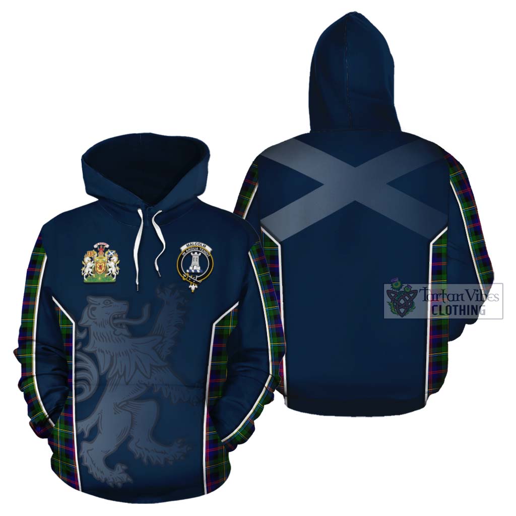 Tartan Vibes Clothing Malcolm Tartan Cotton Hoodie with Family Crest and Lion Rampant Vibes Sport Style