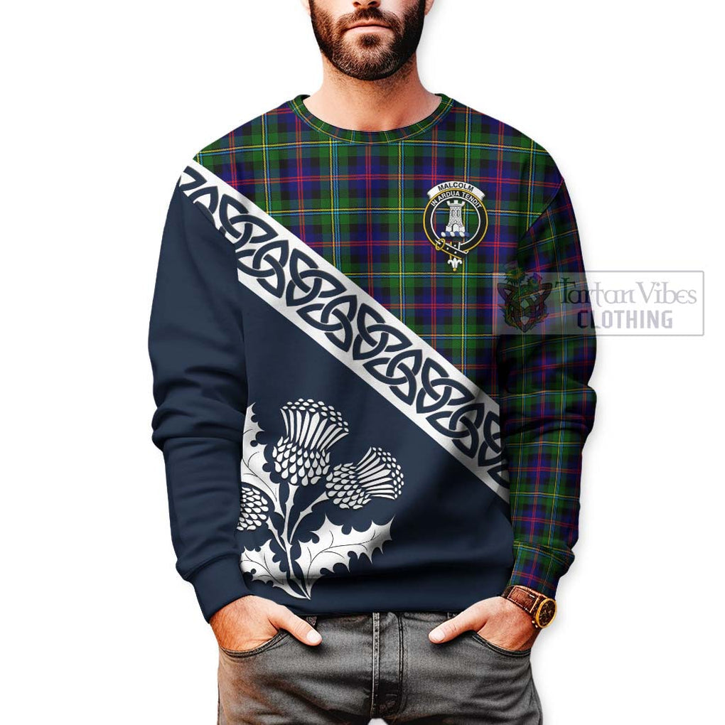 Tartan Vibes Clothing Malcolm Tartan Sweatshirt Featuring Thistle and Scotland Map