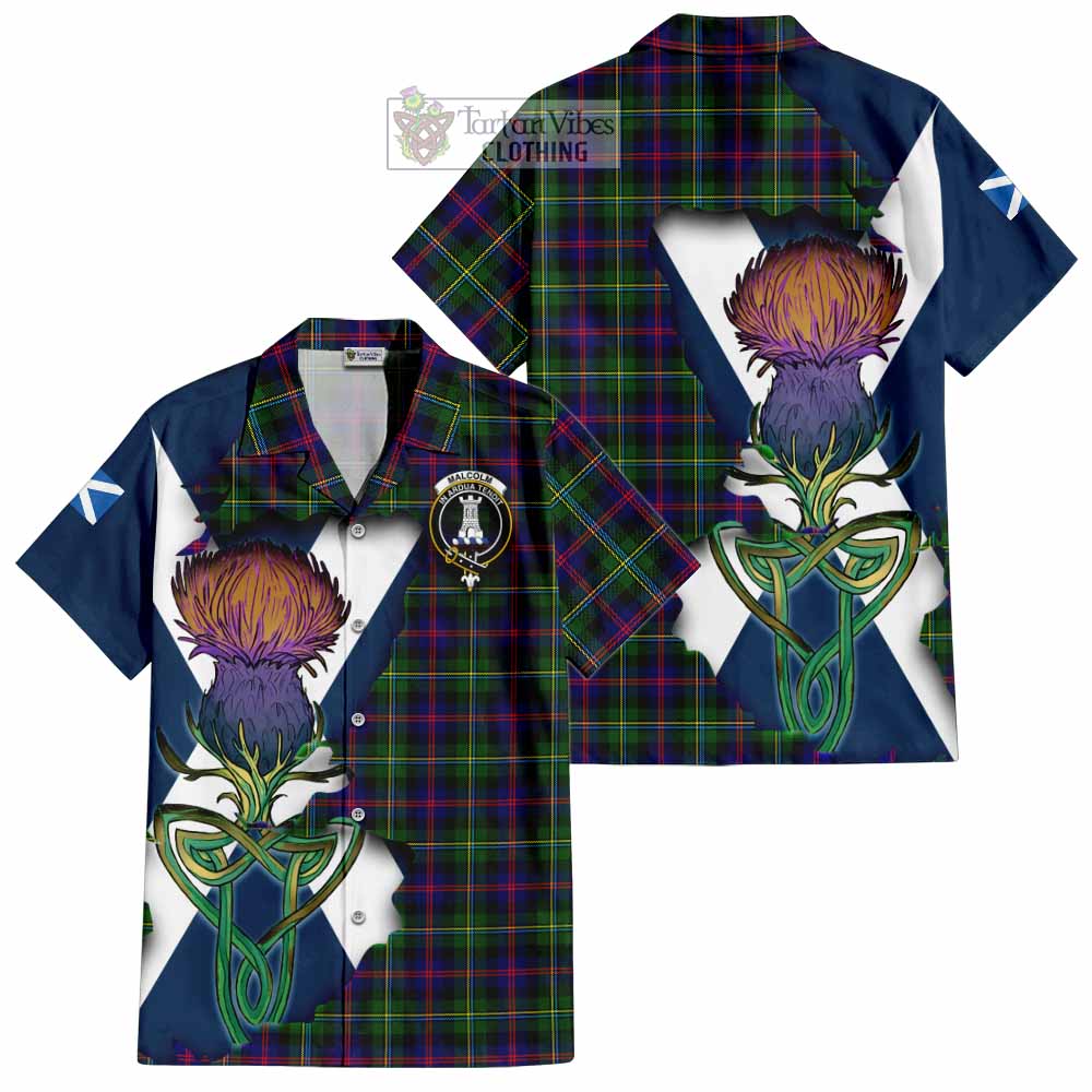 Malcolm Tartan Family Crest Hawaiian Shirt Scottish Thistle Celtic Inspired - Tartan Vibes Clothing