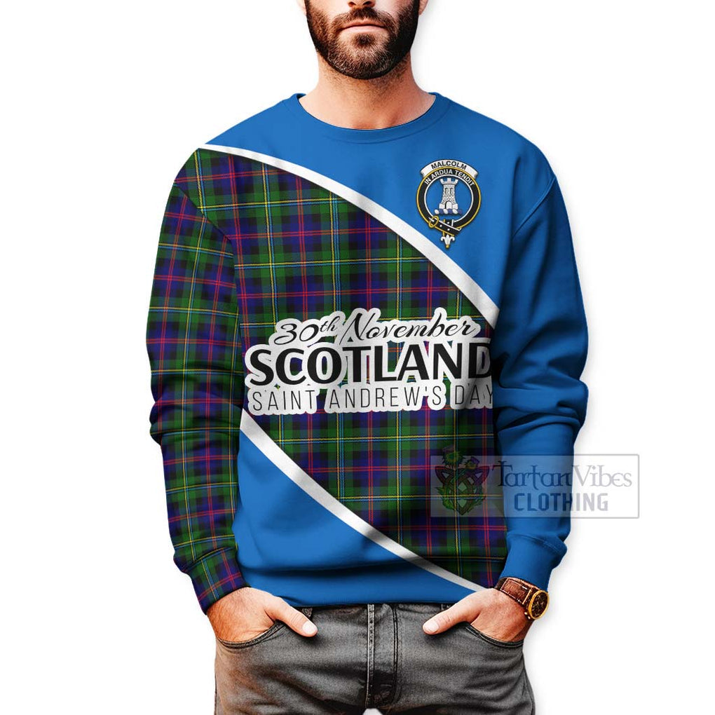 Tartan Vibes Clothing Malcolm Family Crest Tartan Sweatshirt Celebrate Saint Andrew's Day in Style