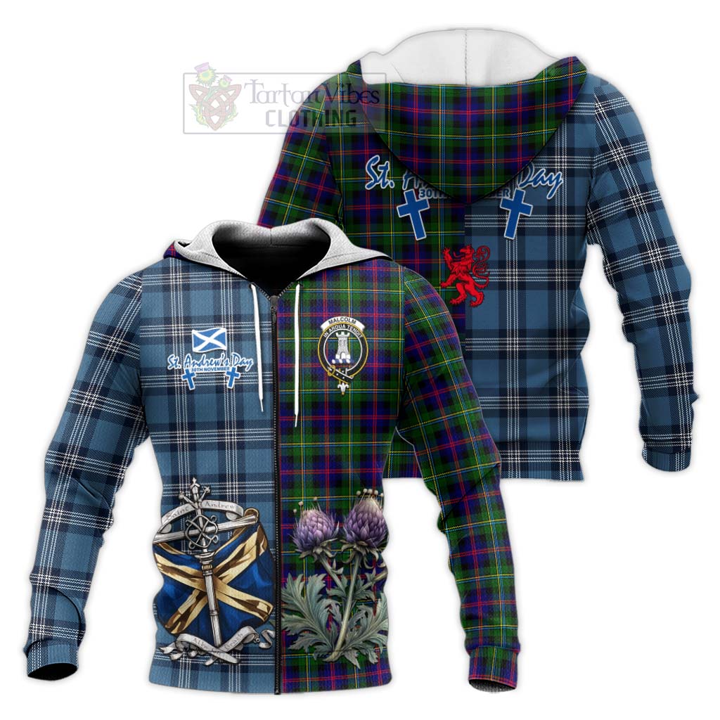 Tartan Vibes Clothing Malcolm Tartan Knitted Hoodie Happy St. Andrew's Day Half Tartan Style