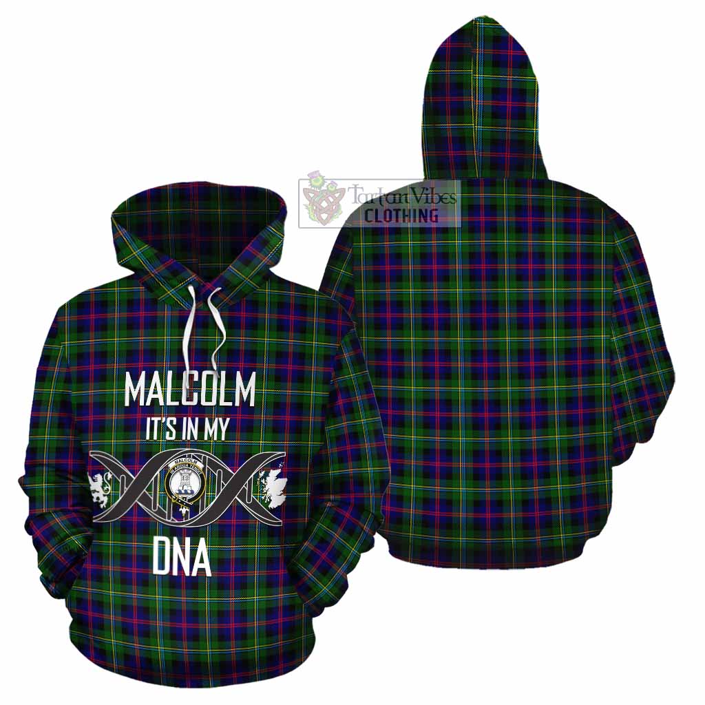 Malcolm Tartan Cotton Hoodie with Family Crest DNA In Me Style Zip Hoodie - Tartan Vibes Clothing