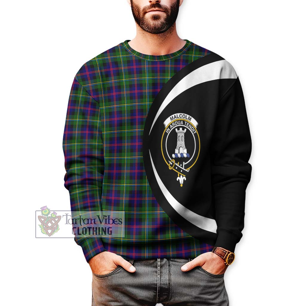 Malcolm Tartan Sweatshirt with Family Crest Circle Style - Tartan Vibes Clothing