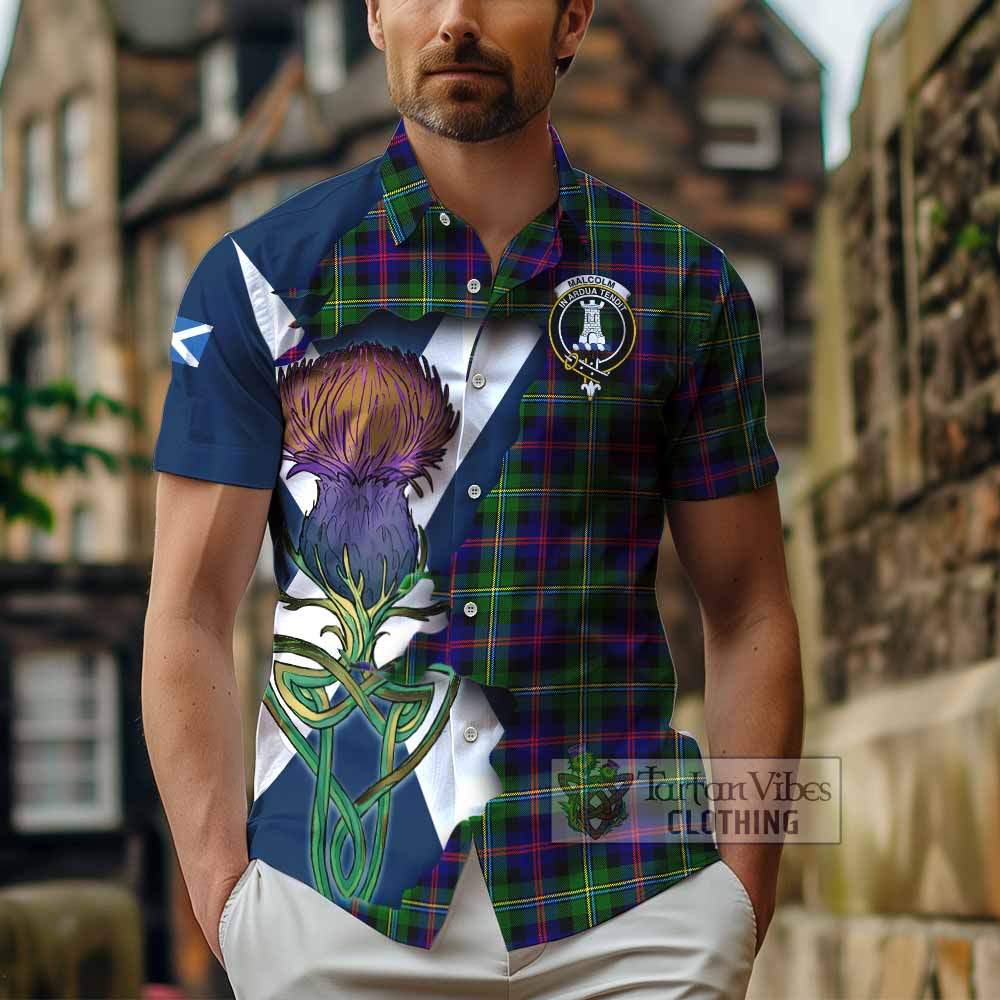 Malcolm Tartan Family Crest Hawaiian Shirt Scottish Thistle Celtic Inspired - Tartan Vibes Clothing